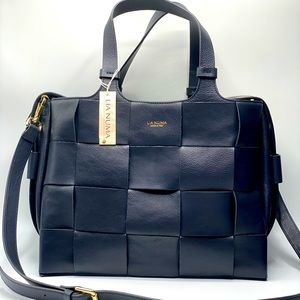 NWT Lia Numa Italian Leather Woven Tote
